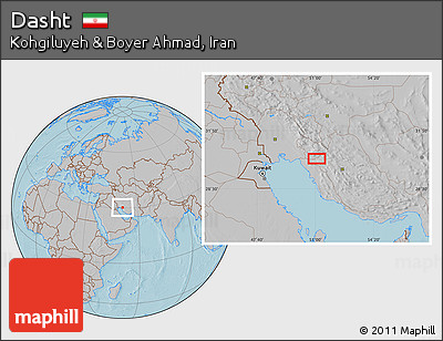 Gray Location Map of Dasht, hill shading