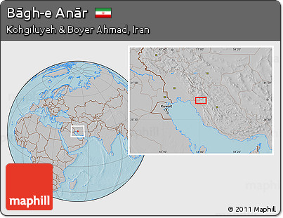 Gray Location Map of Bāgh-e Anār, hill shading