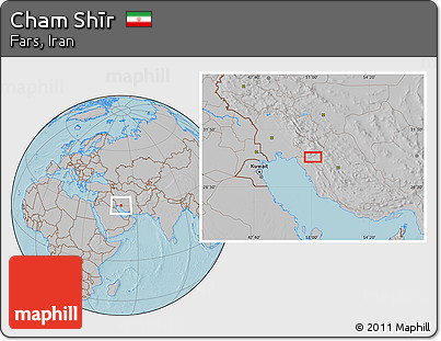 Gray Location Map of Cham Shīr, hill shading