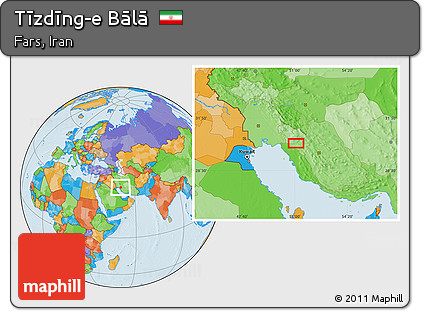 Political Location Map of Tīzdīng-e Bālā