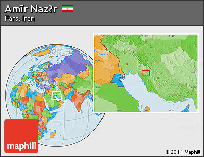 Political Location Map of Amīr Naz̄r