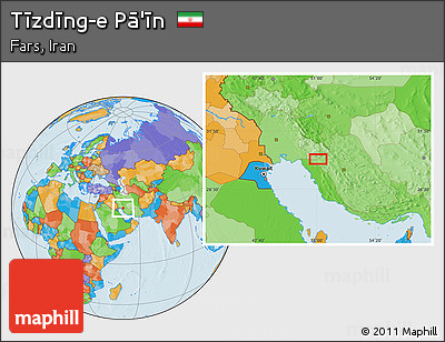 Political Location Map of Tīzdīng-e Pā'īn
