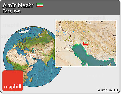 Satellite Location Map of Amīr Naz̄r