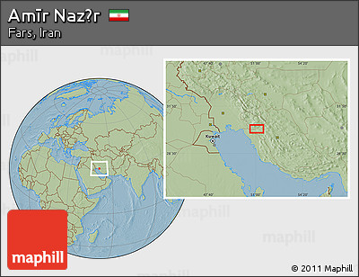 Savanna Style Location Map of Amīr Naz̄r, hill shading