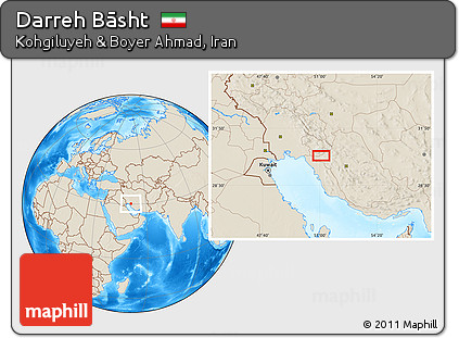 Shaded Relief Location Map of Darreh Bāsht
