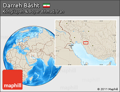 Shaded Relief Location Map of Darreh Bāsht