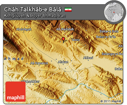 Physical Map of Chāh Talkhāb-e Bālā