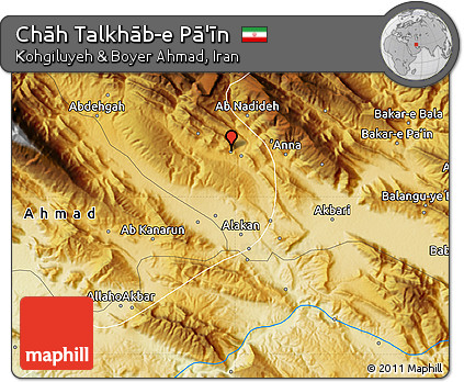 Physical Map of Chāh Talkhāb-e Pā'īn