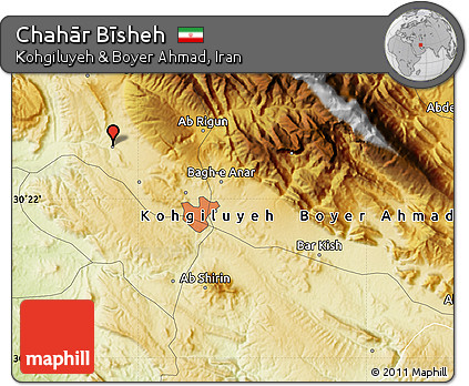 Physical Map of Chahār Bīsheh