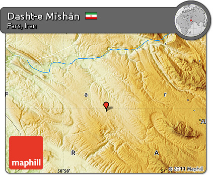 Physical Map of Dasht-e Mīshān