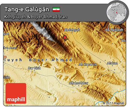 Physical Map of Tang-e Galūgān