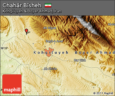 Physical Map of Chahār Bīsheh