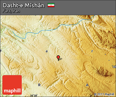 Physical Map of Dasht-e Mīshān