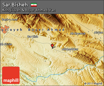 Physical Map of Sar Bīsheh