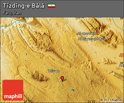 Physical Map of Tīzdīng-e Bālā