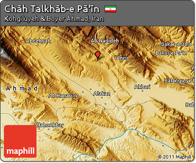 Physical Map of Chāh Talkhāb-e Pā'īn