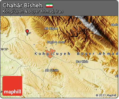 Physical Map of Chahār Bīsheh