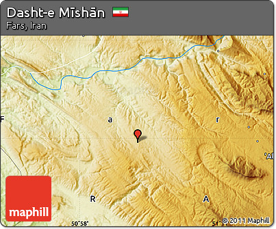Physical Map of Dasht-e Mīshān