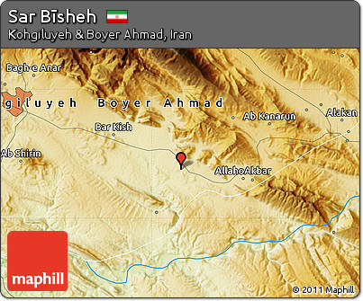 Physical Map of Sar Bīsheh
