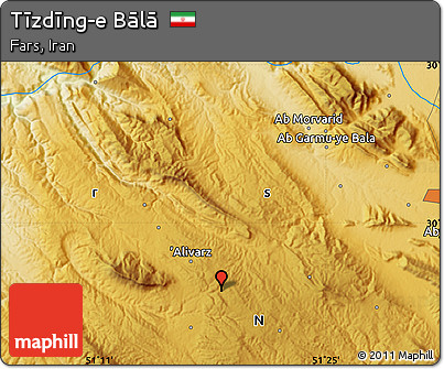 Physical Map of Tīzdīng-e Bālā