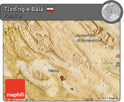 Satellite Map of Tīzdīng-e Bālā