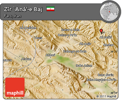Satellite Map of Zīr `Anā'-e Baj