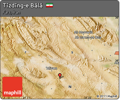 Satellite Map of Tīzdīng-e Bālā