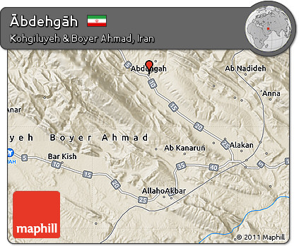 Shaded Relief Map of Ābdehgāh