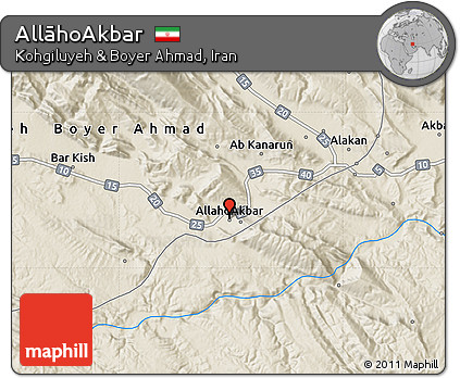 Shaded Relief Map of AllāhoAkbar