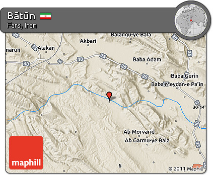 Shaded Relief Map of Bātūn