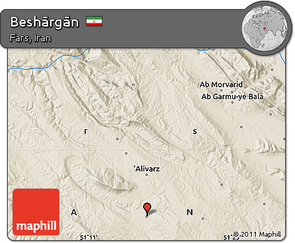 Shaded Relief Map of Beshārgān