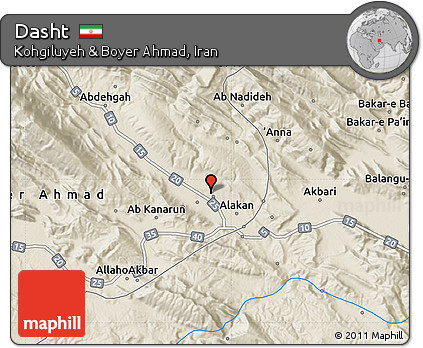 Shaded Relief Map of Dasht
