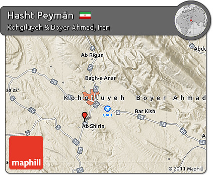 Shaded Relief Map of Hasht Peymān