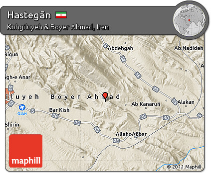 Shaded Relief Map of Hastegān