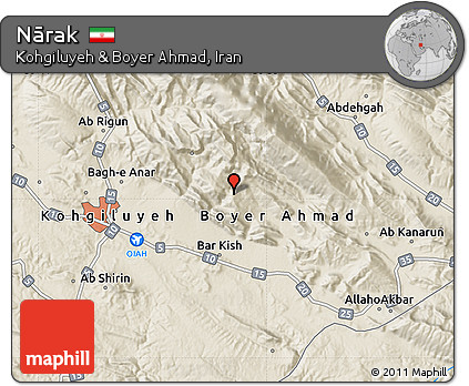 Shaded Relief Map of Nārak