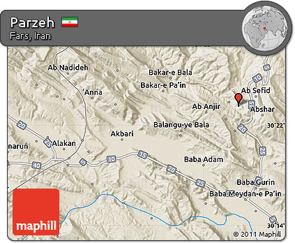 Shaded Relief Map of Parzeh