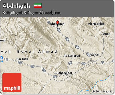 Shaded Relief Map of Ābdehgāh