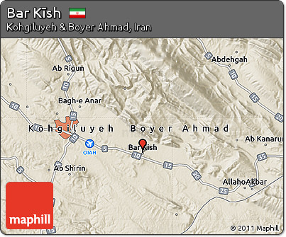 Shaded Relief Map of Bar Kīsh