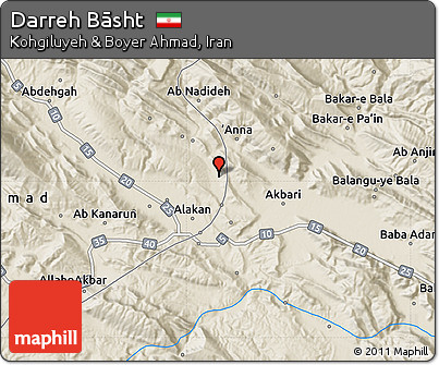 Shaded Relief Map of Darreh Bāsht
