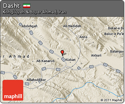 Shaded Relief Map of Dasht