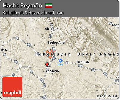 Shaded Relief Map of Hasht Peymān