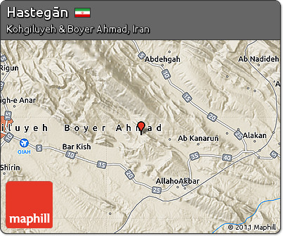 Shaded Relief Map of Hastegān