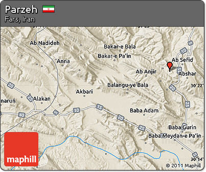 Shaded Relief Map of Parzeh