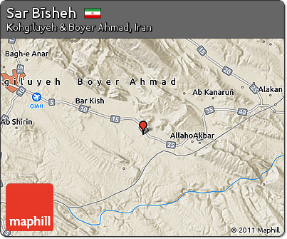 Shaded Relief Map of Sar Bīsheh