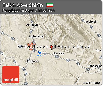 Shaded Relief Map of Talkh Āb-e Shīrīn