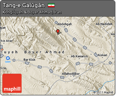 Shaded Relief Map of Tang-e Galūgān