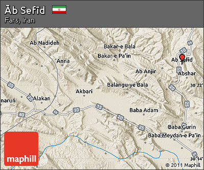 Shaded Relief Map of Āb Sefīd