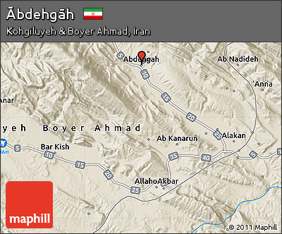 Shaded Relief Map of Ābdehgāh