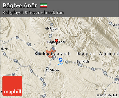 Shaded Relief Map of Bāgh-e Anār