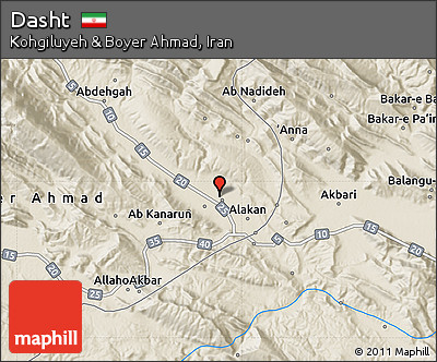 Shaded Relief Map of Dasht